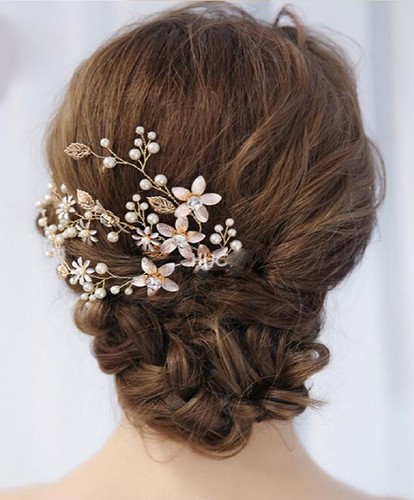 Gold wedding pearl hair - gold,
