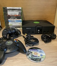 Microsoft Xbox Original Bundle 18 Games 2 Controller's And Cables black burnout