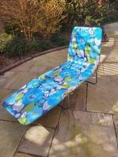 Vintage Sun Lounger In Blue