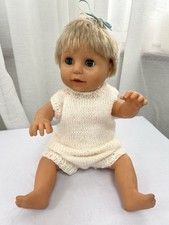 Vintage TINY TEARS ~ Top Knot/Drink/Wet function ~ 2002 ~ hand knitted outfit