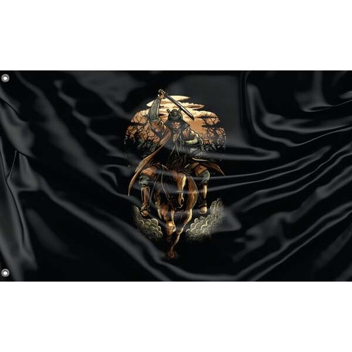 Charging samurai flag unique - charging, flag,
