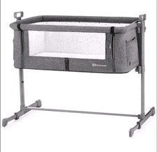 Kinderkraft Neste Baby Bedside Travel Cot - Grey & Mattress.