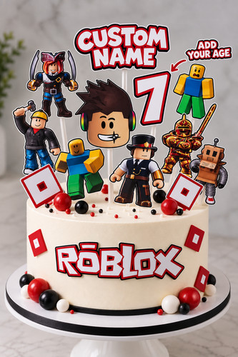 Custom roblox cake - cake, topper