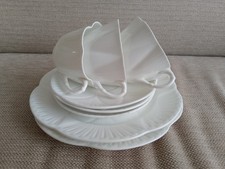 SHELLEY DAINTY WHITE ART DECO TEA SET 3 CUPS & SAUCERS, 2 CAKE PLATES Rd.272101