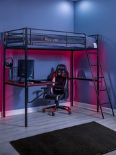 X Rocker Icarus XL High Sleeper Bed with Gaming Desk Black Kid's Bedroom