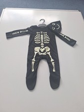 F&F Skeleton Baby Grow Halloween Outfit, Up to 3 Months, Never Been Worn