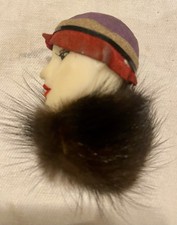 Vintage Brooch Lady Head Side