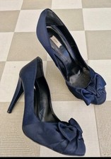 Zara Navy  Satin Heels Shoes