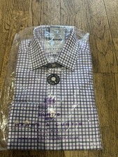 Hawes & Curtis Men’s Long Sleeve Shirt Extra Slim Fit,Purple Checked–New in Bag