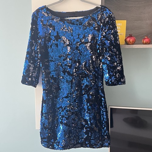 Zara blue velvet sequin mini - zara,