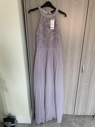 Lipsy mauve halter lace maxi - lipsy,