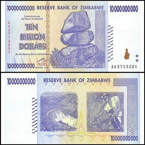 Zimbabwe billion dollars - 10,
