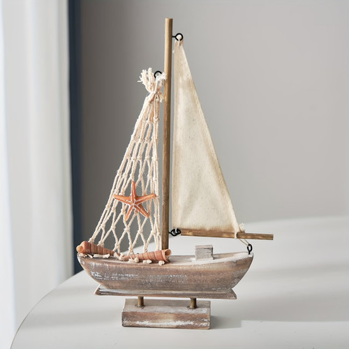 Rustic wooden sailboat model - rustic,