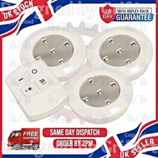 3 REMOTE CONTROL LED NIGHT LIGHTS STICK ON KITCHEN SHED CUPBOARDS STAIRS BATTERY