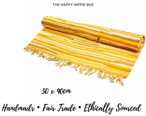 Yellow rag rug - rag, small