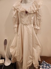 vintage maxi dress pagan wedding goddess sz 5-6 hippy 70's fairy ivory