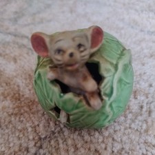 Mouse In A Cabbage Made In Japan 2.25" Ceramic Figurine