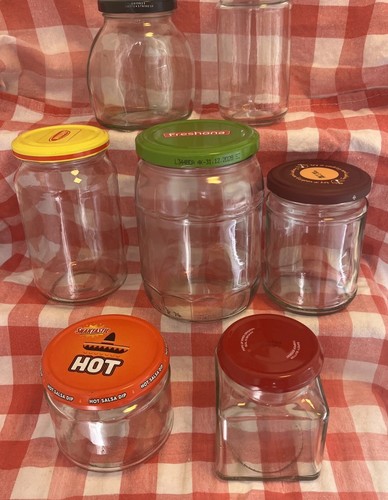 Empty jam jars clear - jars,