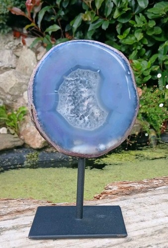 Natural blue agate geode - blue,