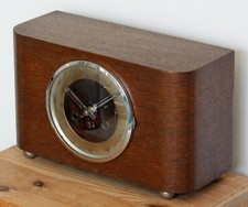 VINTAGE 33cm Large Wooden Mantel Clock - Napoleon Retro Antique Desk Clock Gift