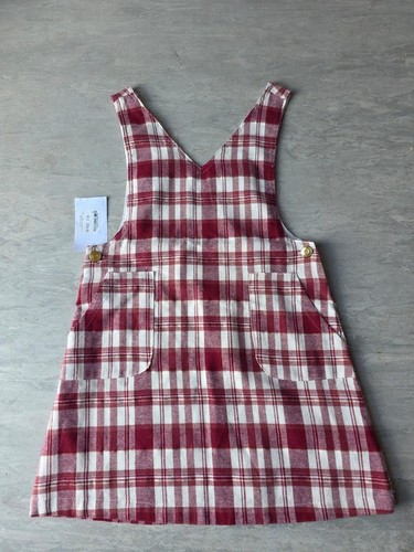 Girls red check pinafore - girls,