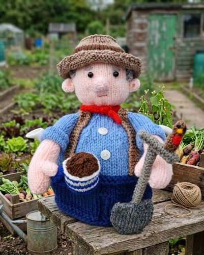 Hand knitted tea cosy mr - hand,