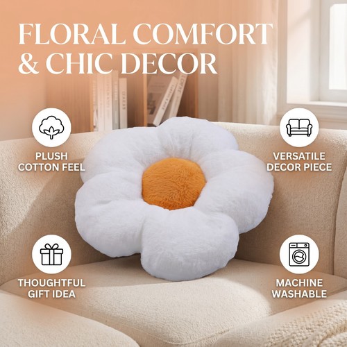 White flower shaped throw - flower,