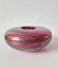 Vintage Isle of Wight Studio Michael Harris 'Azurene Pink' Glass Squat Vase