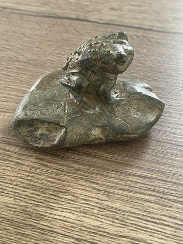Old bronze animal - animal, frog