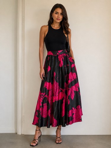 Maxi skirt satin - skirt,