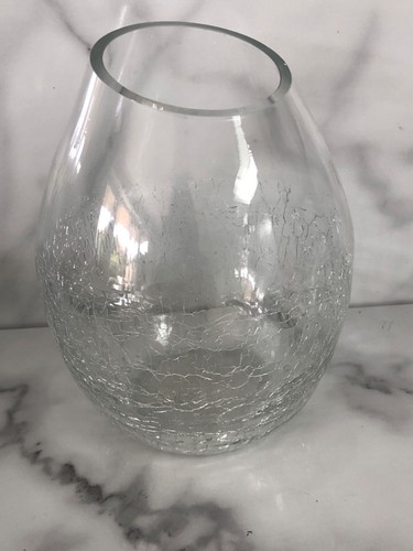 Large crackle glass vase clear - large,
