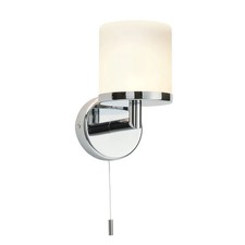 LIPCO Modern Chrome Plated and Frosted Glass Shade Light Fixture with Pull Cord