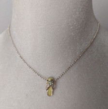 Avon Silver Tone Chain Flip Flop Pendant Green Necklace Womens Jewelry 8" Long