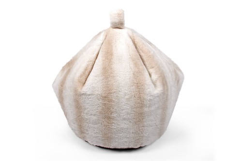 Cream rabbit faux fur striped - cream,