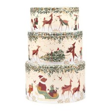 Cake Tin Set: 3 Tier Sara Miller Christmas Woodland Tales Bear Cake Tins, Metal