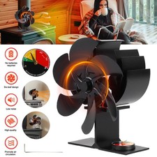 Stove Fan For Wood Burners Multi Fuel Gas Stoves Small 6 Blade Low Noise Black