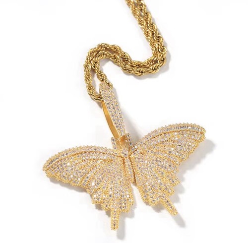 Iced out butterfly necklace - iced,
