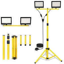 11000Lumen Tripod LED Work Light with Stand, 2 Adjustable Twin Head...