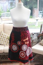 Desigual Skirt Multi Coloured Knee Length Size XL 100% Cotton Ant Pattern