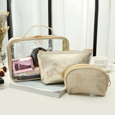 3PCS Set Make Up Organizer PVC Oxford Cosmetic Clutch Wash Toiletry Tote Bags UK