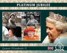 Queen Elizabeth II PLATINUM JUBILEE Royalty Stamp Sheet (2022 Marshall Islands)