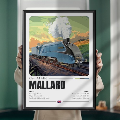 Mallard train poster - mallard, print