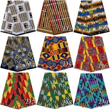 African Ankara Wax Print PolyCotton Fabric For Sewing Crafting Material 6 Yards