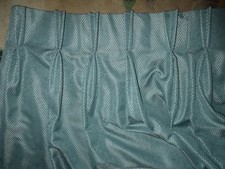 Blue diamond trellis patterned curtains, heavy sateen, blackout lining, 218cms L