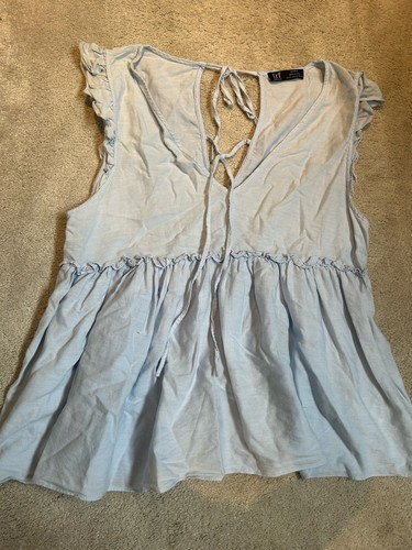 Summer linen blue peplum - summer,