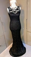 Quiz Black Lace Sequin Long Evening Dress 12 Cruise Formal Christmas Party Prom