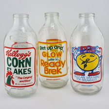 3 Vintage Unigate Milk Bottles