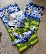 Pair of Football green curtains 71.'' drop each curtain is 63.5'' , 127'' across