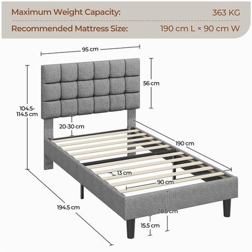Single upholstered bed frame - bed,