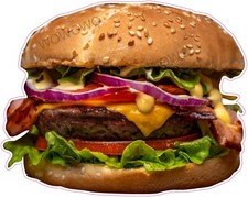 Catering van unit sticker Cheeseburger trailer decal Burger hot food mobil 3